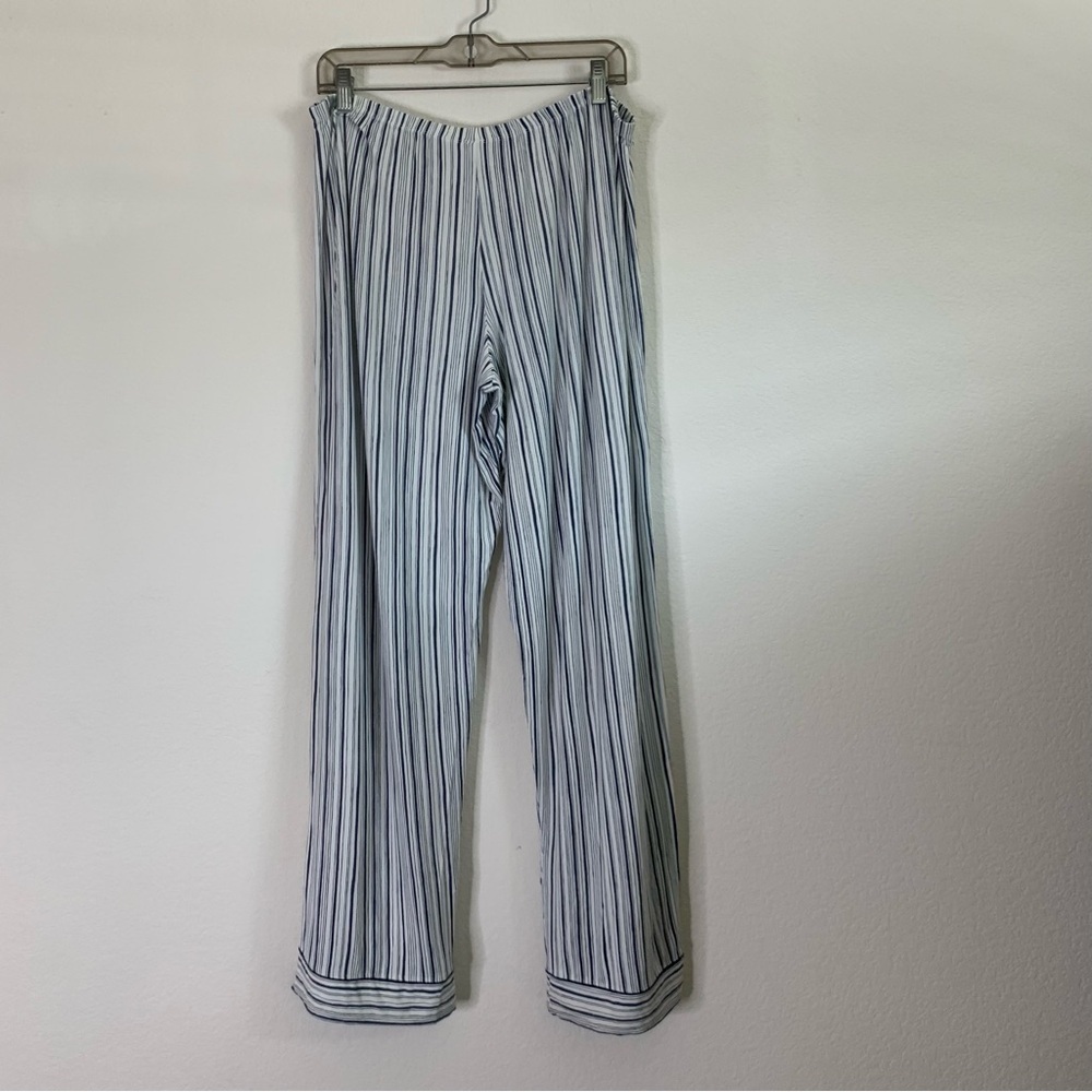 Eberjey Gisele Long PJ Set in Off White & Indigo Stripe XL - Picture 11 of 14
